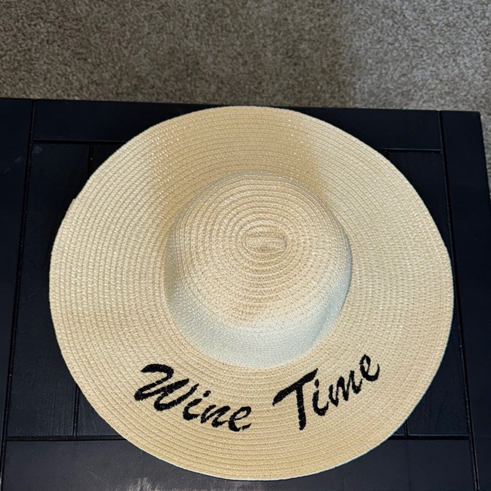 Wine Time Straw Party Hat